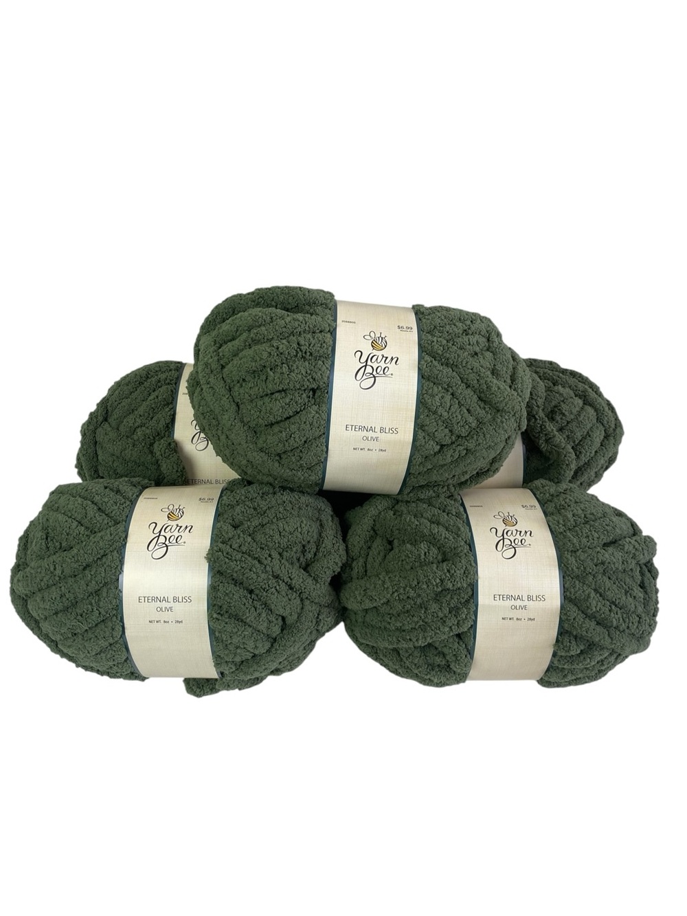 Lot Of 5 Skeins Hobby Lobby Yarn Bee Eternal Bliss Olive 8oz 28Yds